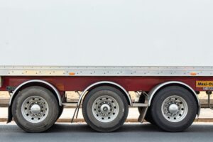 Truck parked at a roadside rest stop with driver break area