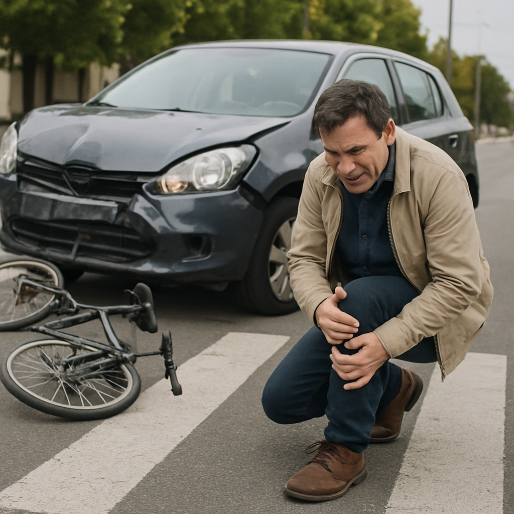 Man injured after a bicycle and car accident kneeling on a crosswalk in Utah