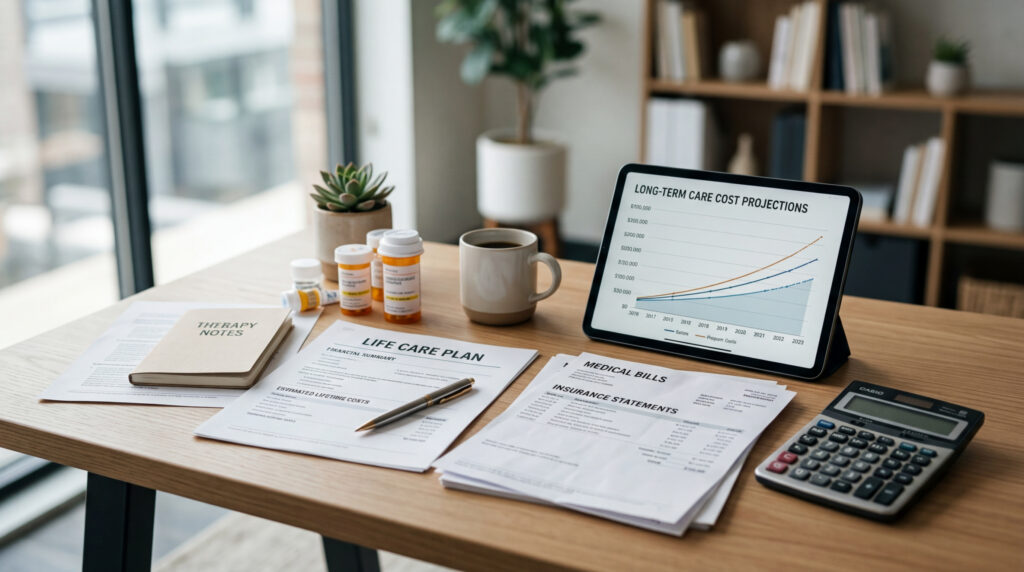 Life care plan and medical bills showing what long-term injury care can really cost over time
