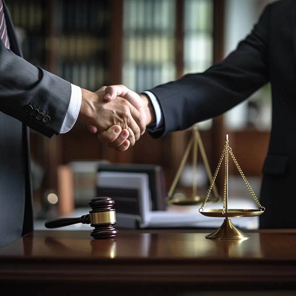 Attorney handshake after spinal injury case resolution