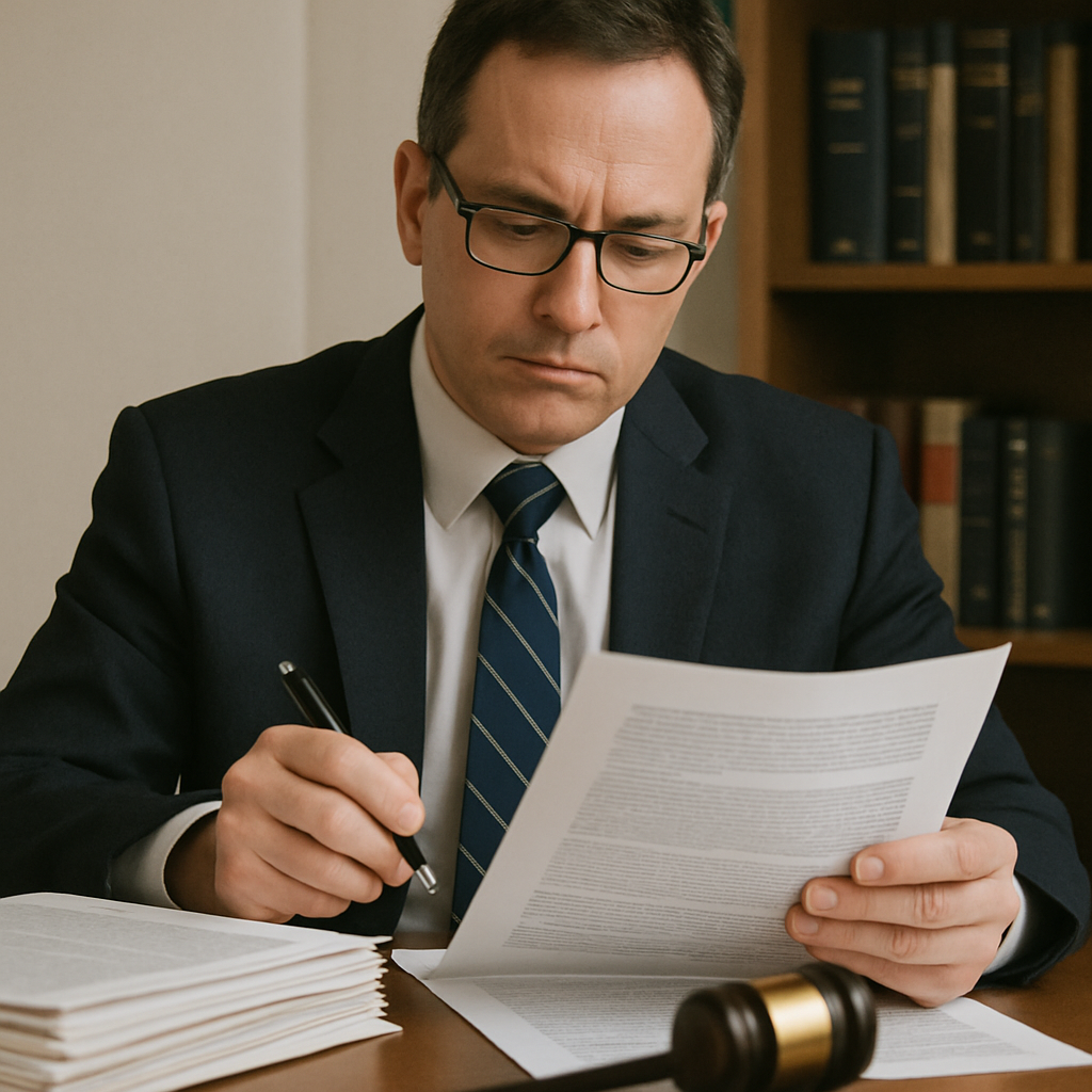 Attorney reviewing case documents for a truck accident claim