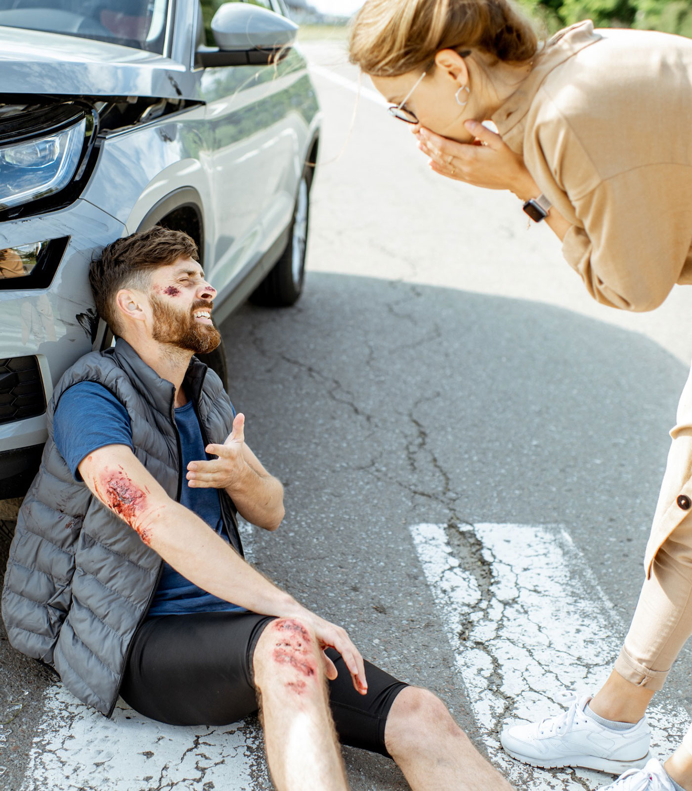 Injured pedestrian after an accident in Bend, Oregon