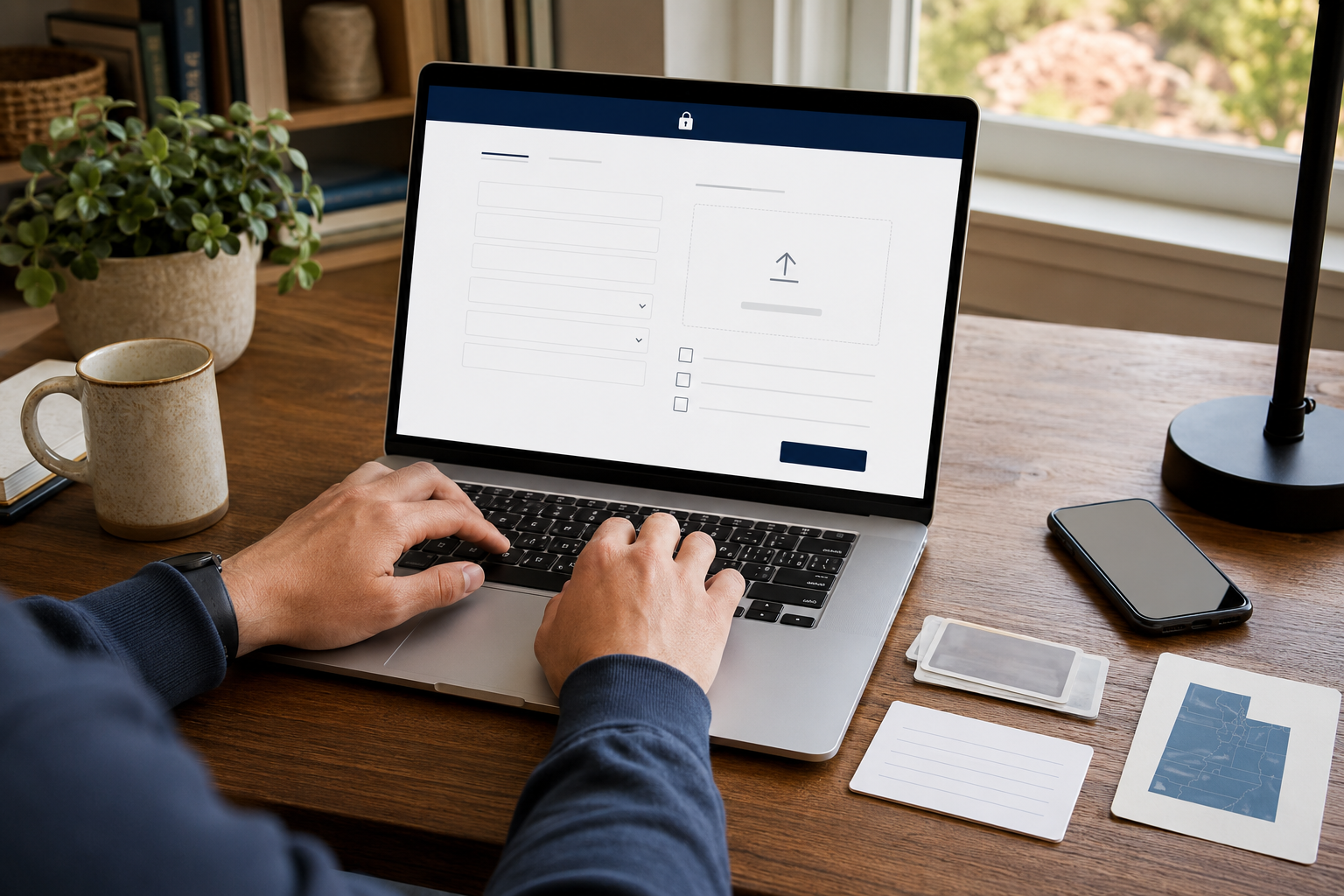 Person submitting an online Utah crash-report records request through a secure portal.